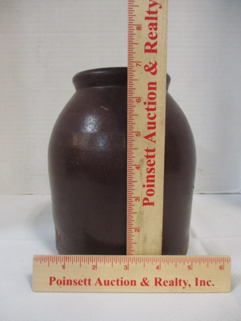 Primitive Stoneware Crock Brown Glaze - 7