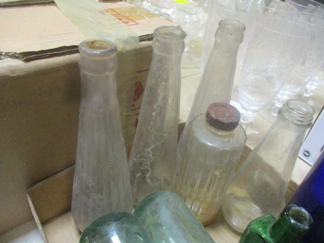 Antiques Bottles Grouping- 2 Round Bottom, Cobalt Blue, etc. - 2