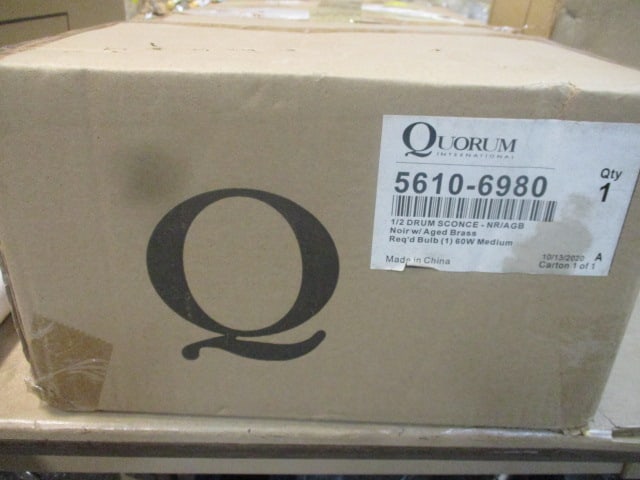 Quorum 11" Noir & Aged Brass Wall Sconce: . 