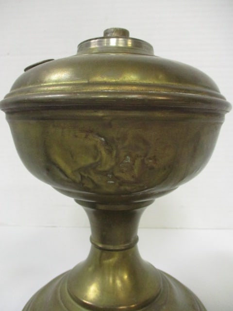 Glass Electric 7" Lamp, 6" Brass Oil Lamp, 9" Brass Oil Lamp - 13