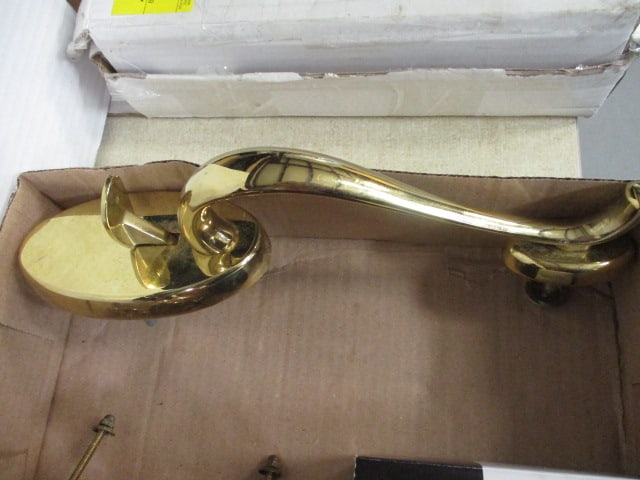 Brass Door Handle 12 1/2", Brass Door Knocker 7" & - 2