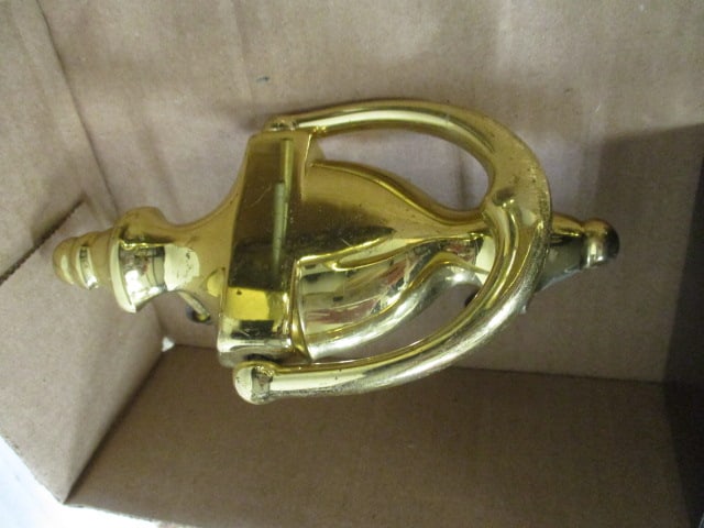 Brass Door Handle 12 1/2", Brass Door Knocker 7" & - 3