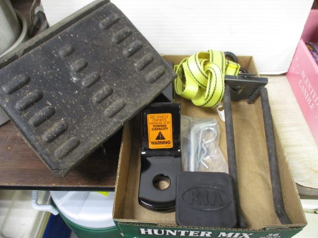 Rubber Heavy Duty Wheel Chock, Towing Hitch, Ratchet Strap (1 of 6)