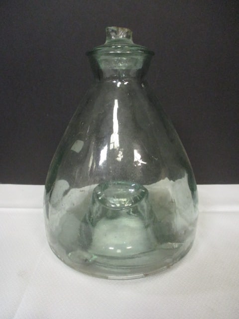 Antique Glass Wasp/Fly Trap: Top of lid broke (10") 