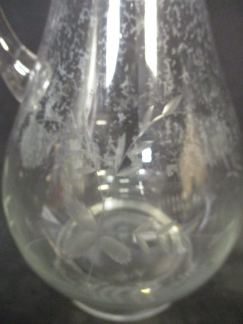 Romanian Etched Crystal Decanter w/Floral Design - 3