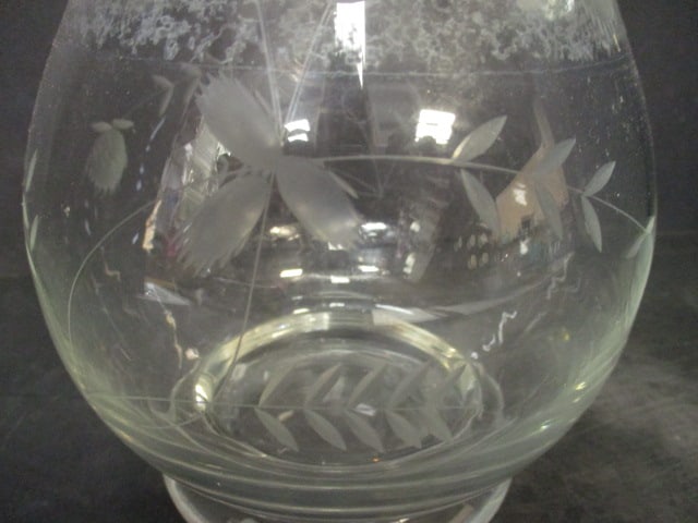 Romanian Etched Crystal Decanter w/Floral Design - 4