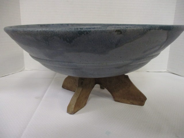 Signed Art Pottery Footed Bowl Drip Glaze (1 of 9)
