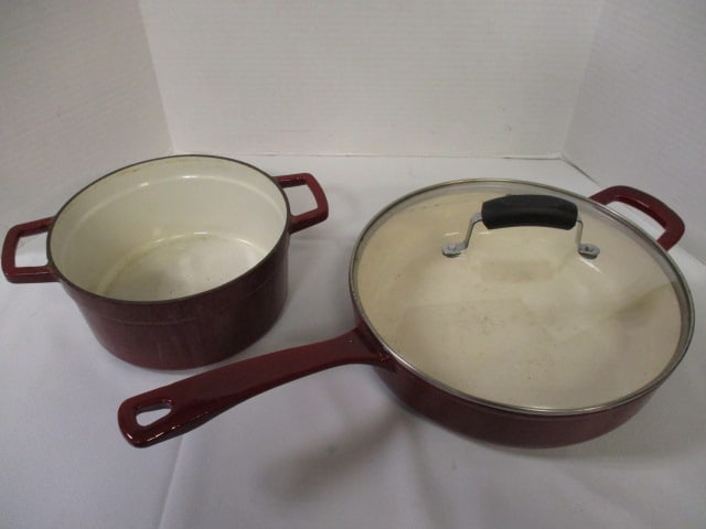 Enamel over Cast Iron 12" Fryer & Matching Pot - 3