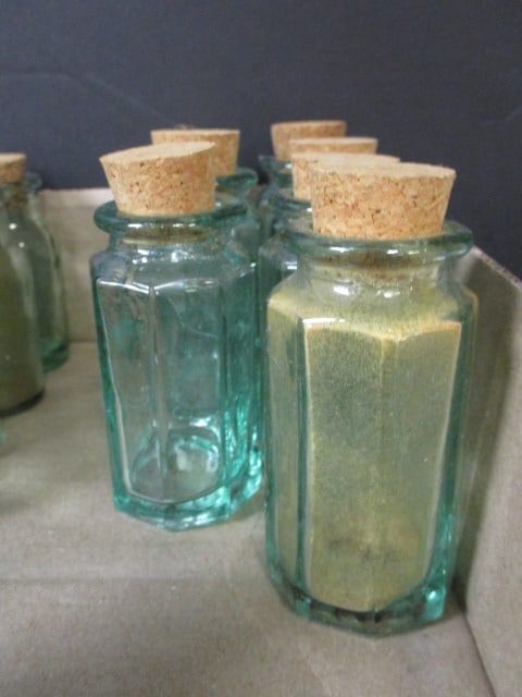 Vintage Green & Clear Apothecary Jars Grouping - 2
