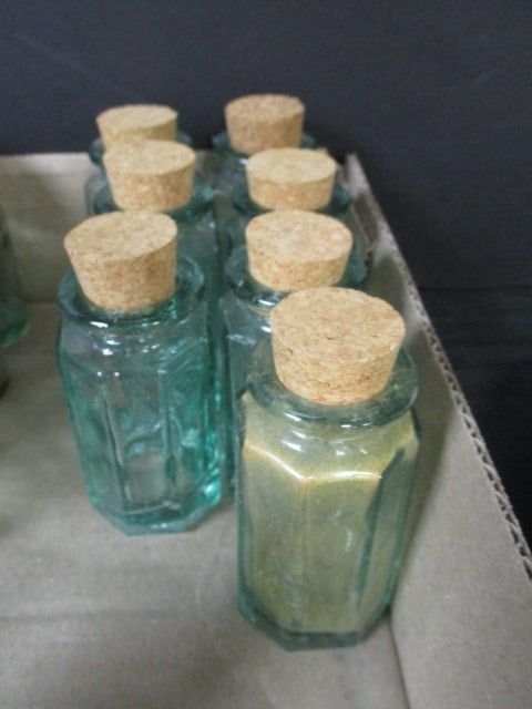 Vintage Green & Clear Apothecary Jars Grouping - 3