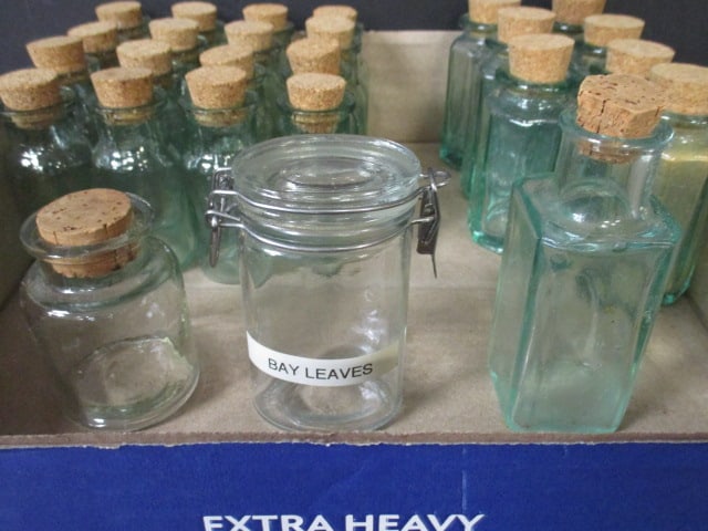 Vintage Green & Clear Apothecary Jars Grouping - 6