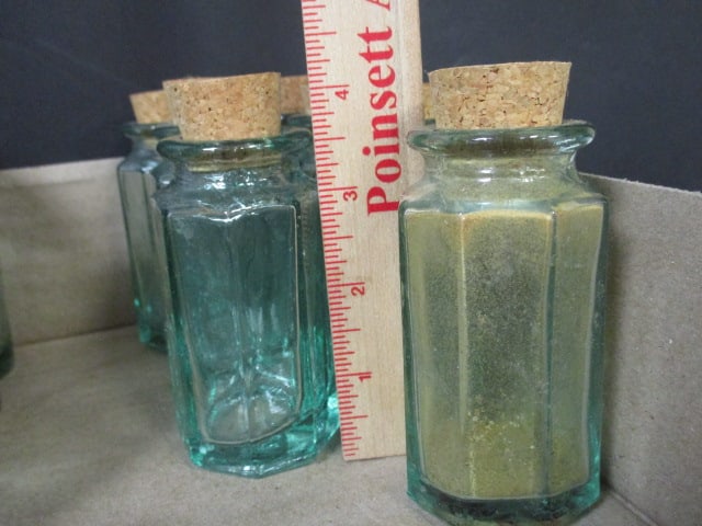 Vintage Green & Clear Apothecary Jars Grouping - 8