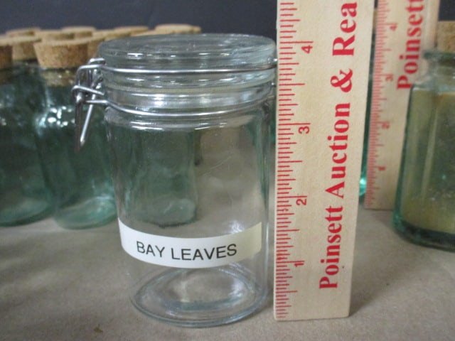 Vintage Green & Clear Apothecary Jars Grouping - 9