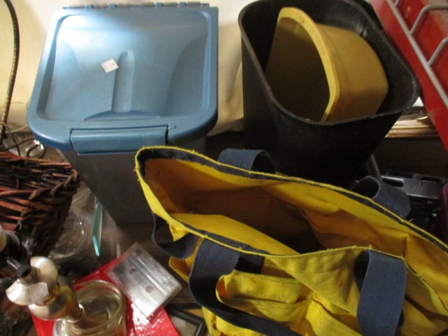 Table Lot-Wormwood (2) Shelves, Can Opener, Gift Bows, etc. - 2