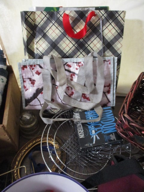 Table Lot-Wormwood (2) Shelves, Can Opener, Gift Bows, etc. - 5