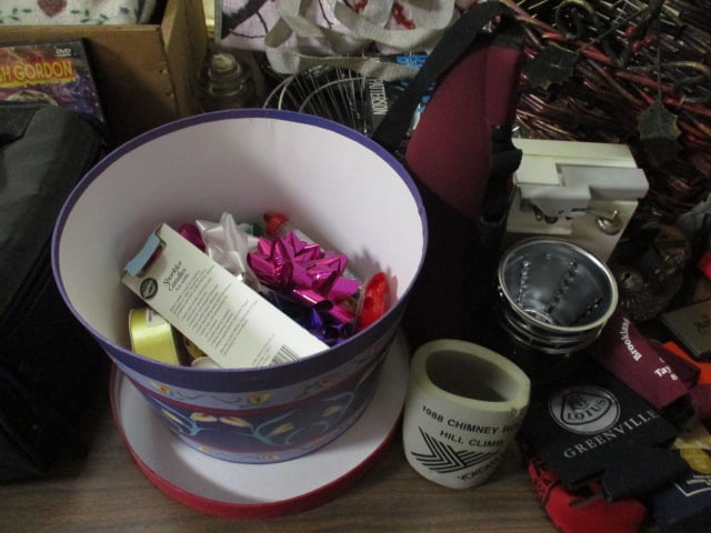 Table Lot-Wormwood (2) Shelves, Can Opener, Gift Bows, etc. - 6