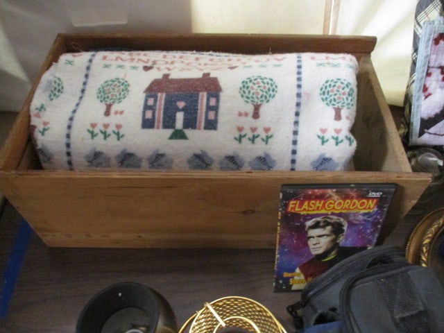 Table Lot-Wormwood (2) Shelves, Can Opener, Gift Bows, etc. - 9