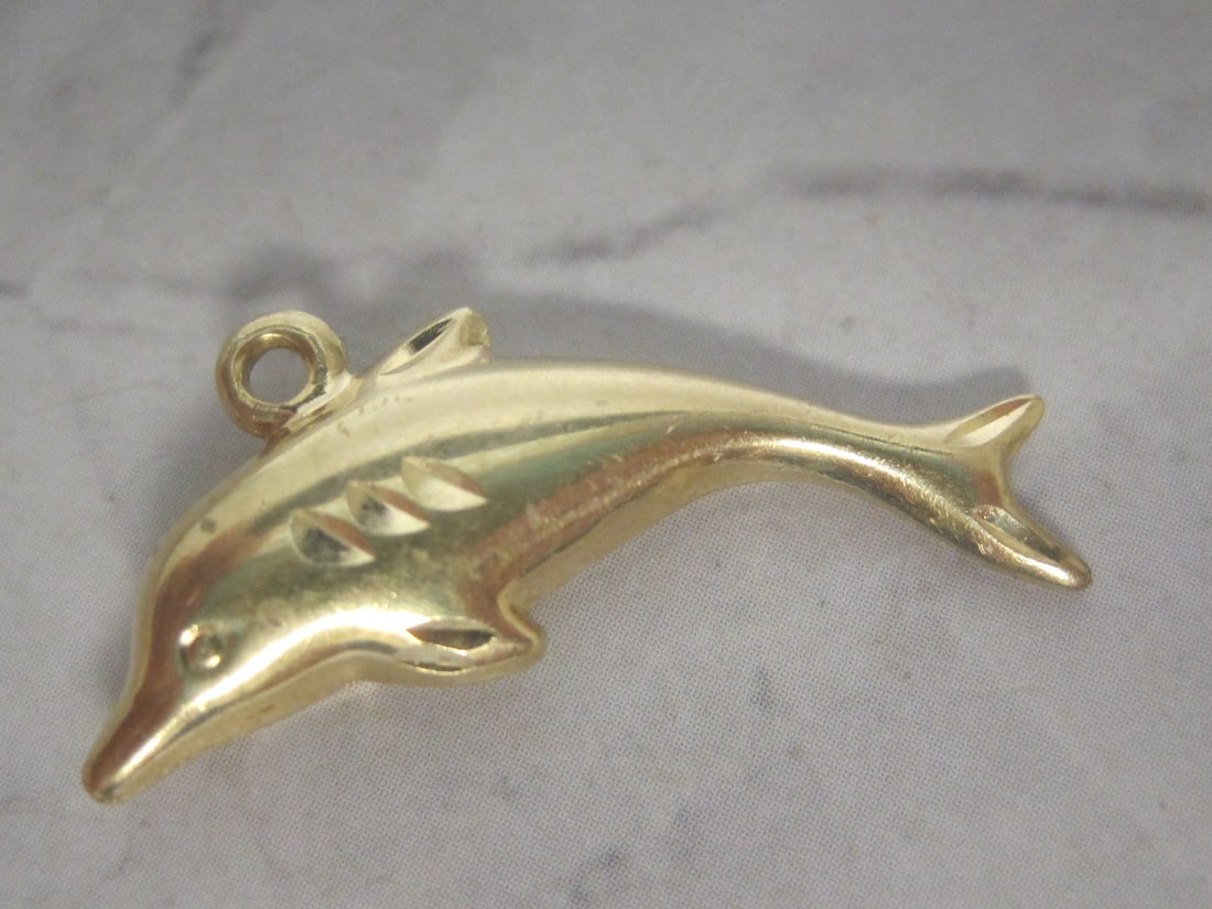 14k Gold Dolphin Pendant - 2