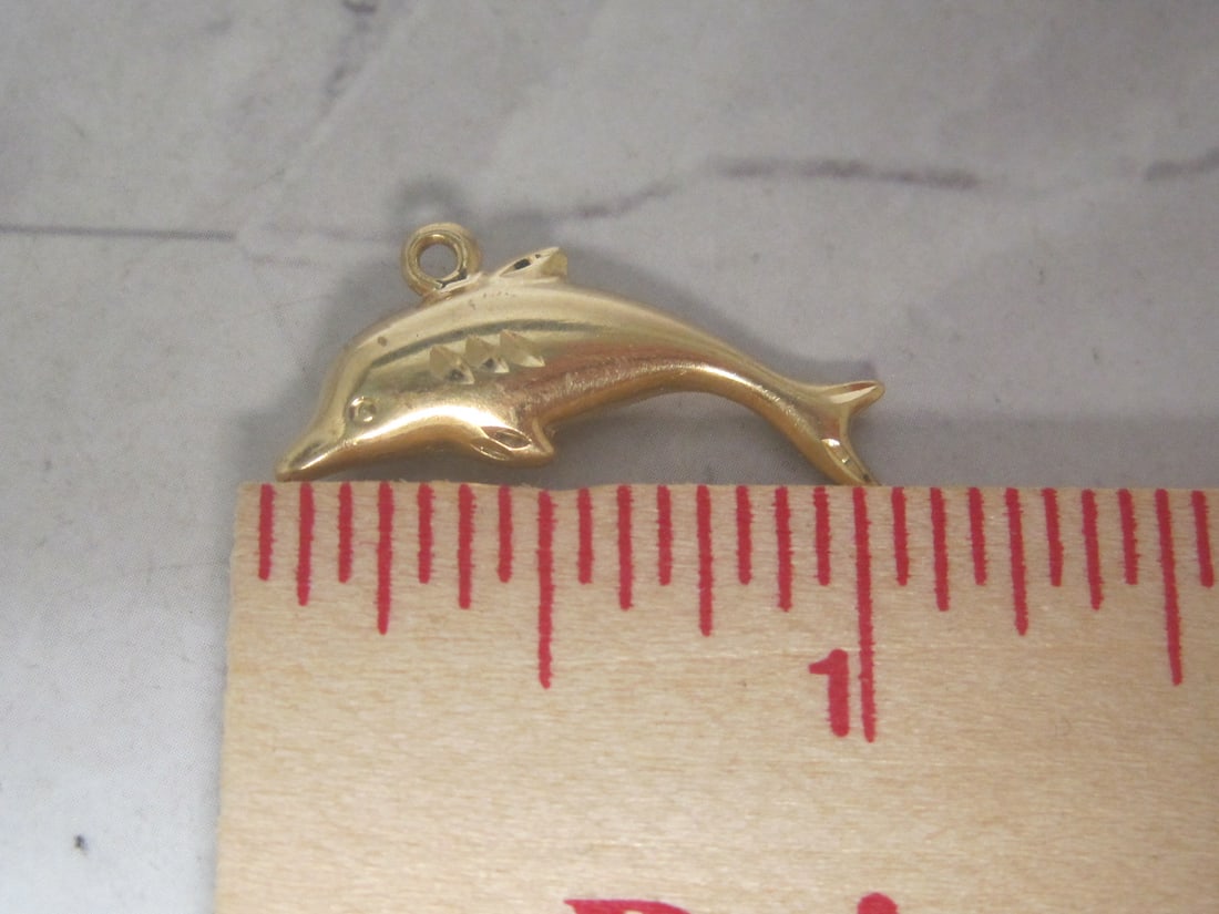 14k Gold Dolphin Pendant - 3