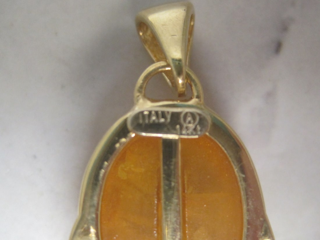 14k Gold Amber Pendant - 3