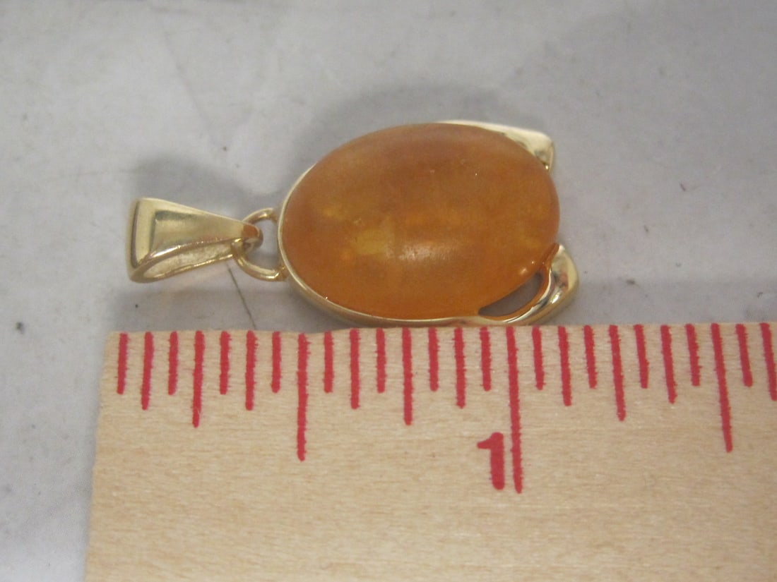 14k Gold Amber Pendant - 4