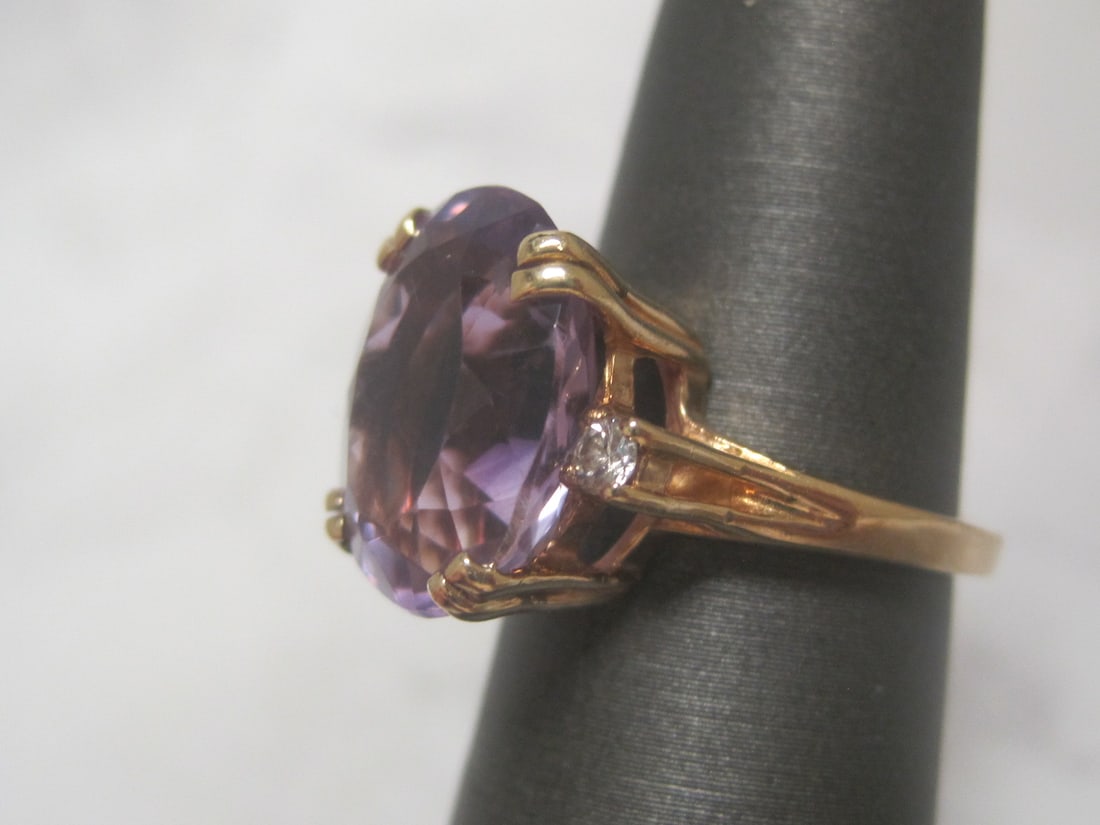 14k Amethyst & Diamond Ring - 2