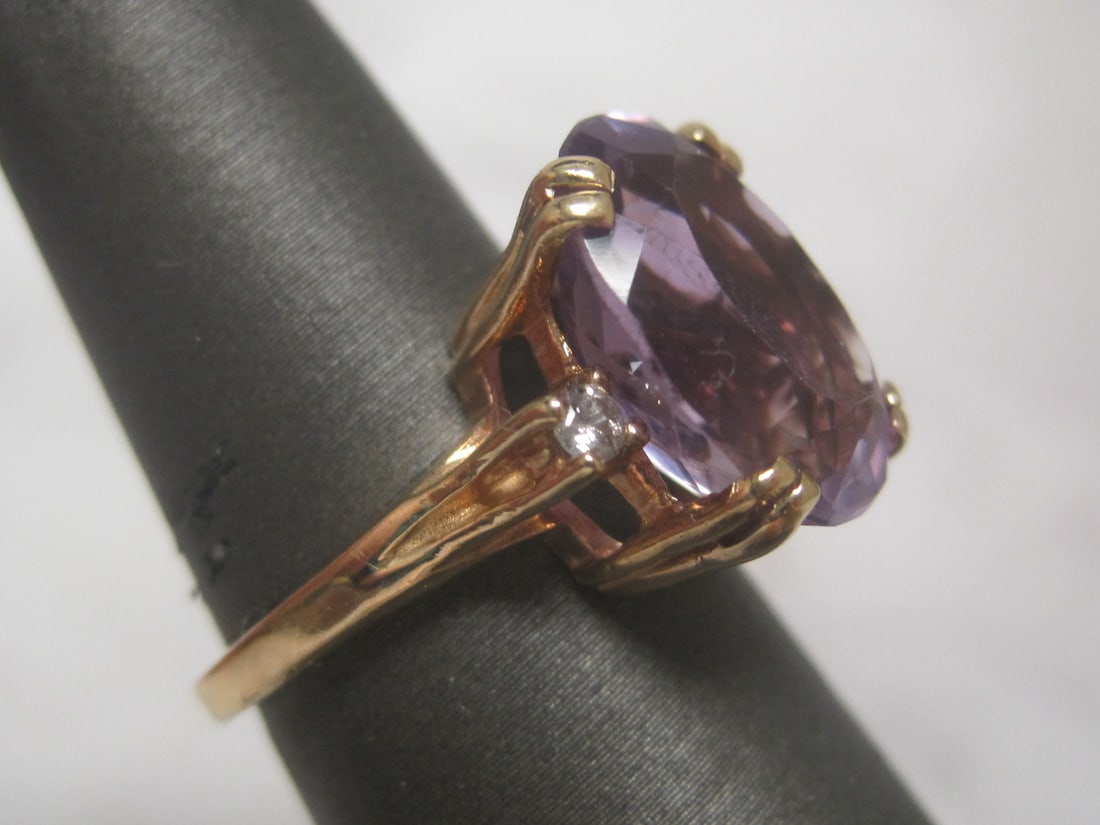 14k Amethyst & Diamond Ring - 3