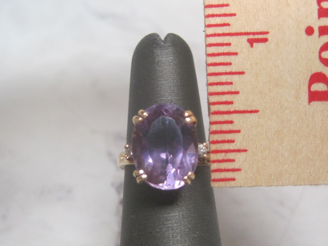14k Amethyst & Diamond Ring - 4