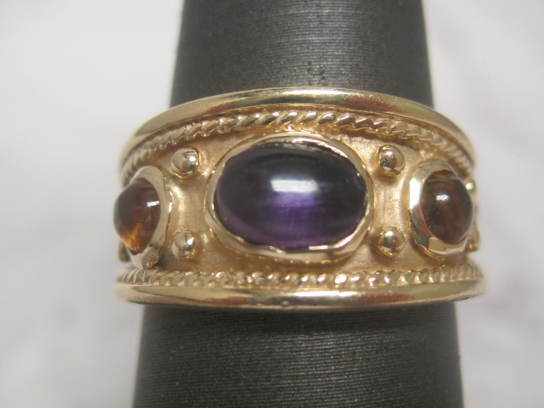 14k Gold Etruscan Style Amethyst Ring (1 of 4)