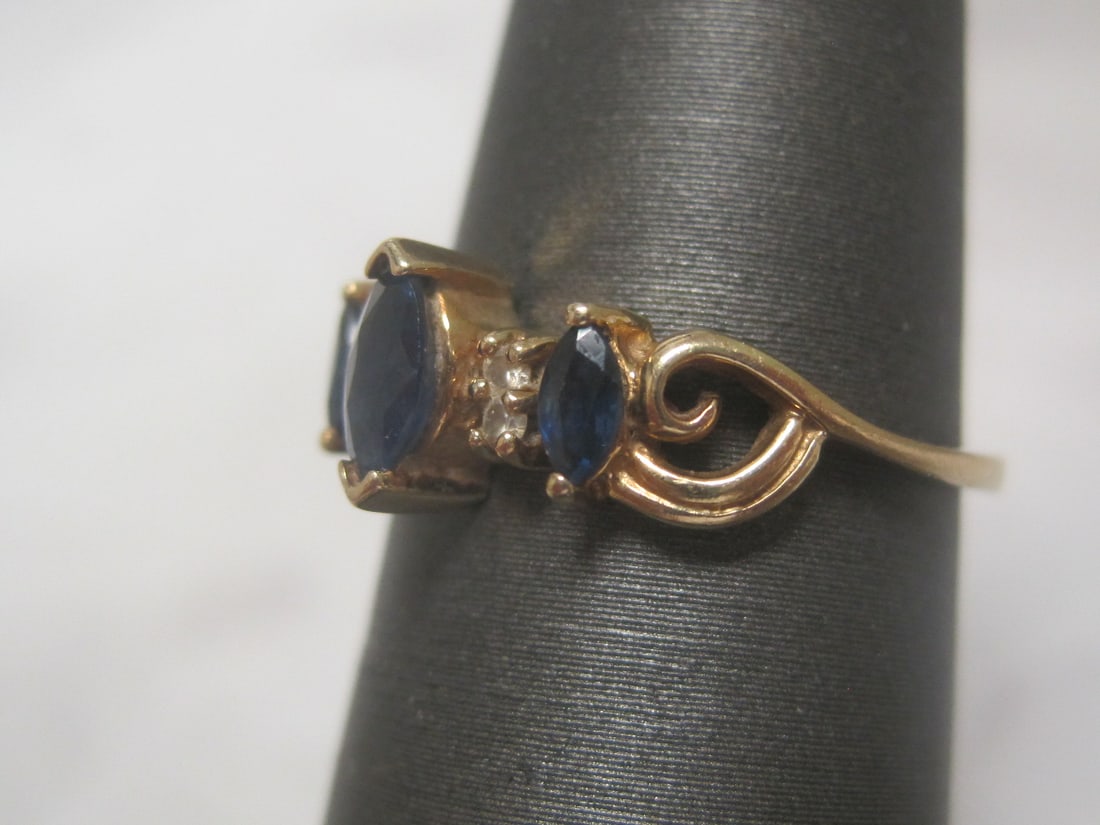 14k Gold Sapphire & Diamond Ring - 2