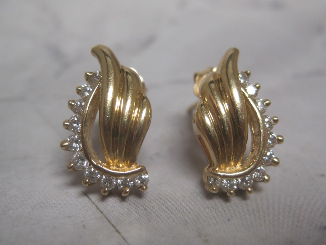 14k Gold Diamond Pierced Earrings (1 of 3)