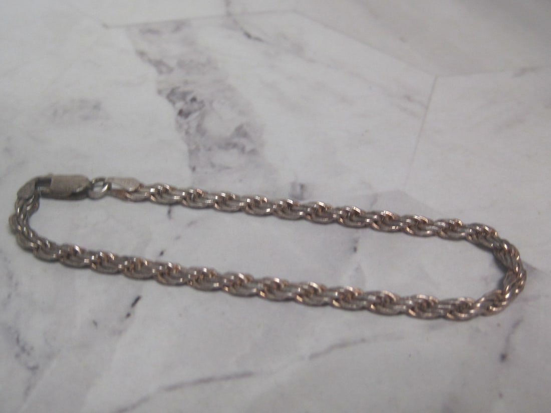 7" Sterling Silver Rope Bracelet: Weighs 6.4 grams