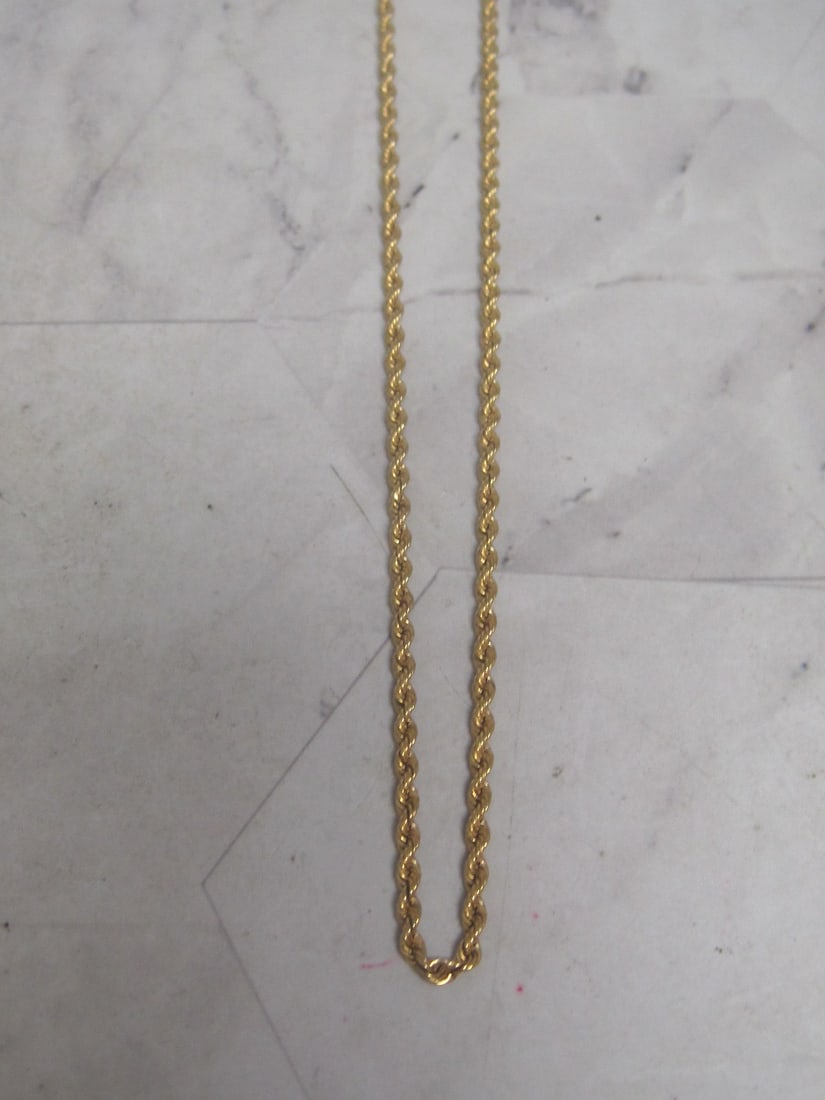 18" 14k Gold Rope Necklace: Weighs 10.2 grams 