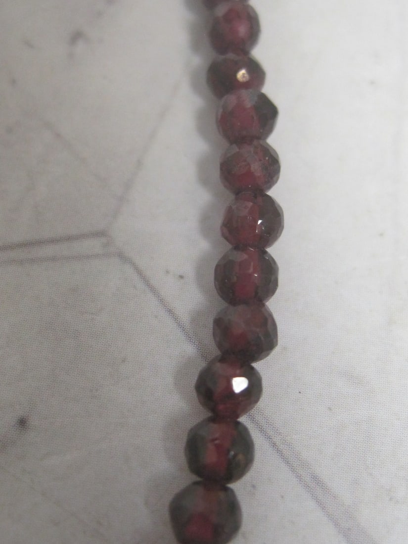 18" Garnet Bead Necklace with Sterling Silver Clasp from India - 2