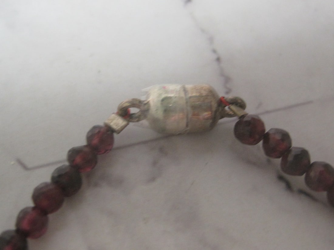18" Garnet Bead Necklace with Sterling Silver Clasp from India - 3