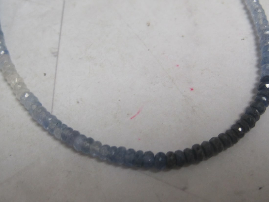 18" Sapphire Ombre Bead Necklace with 18k Gold Clasp - 3