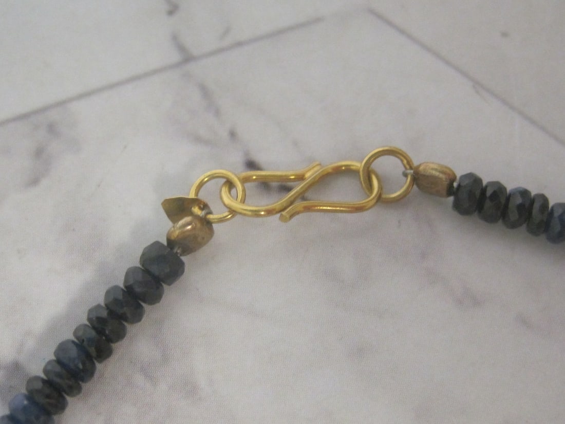 18" Sapphire Ombre Bead Necklace with 18k Gold Clasp - 6