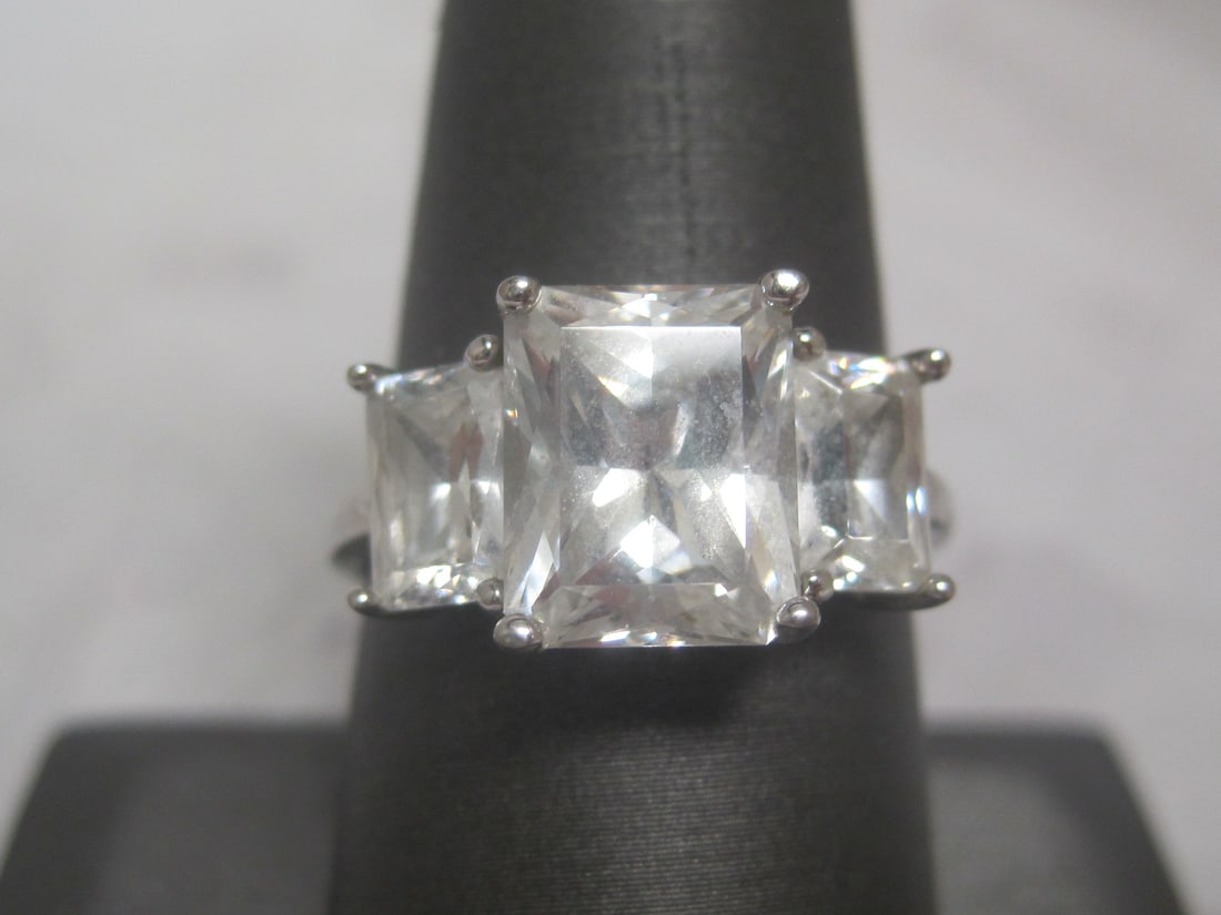 Sterling Silver CZ Ring: Weighs 5 grams, Size 9