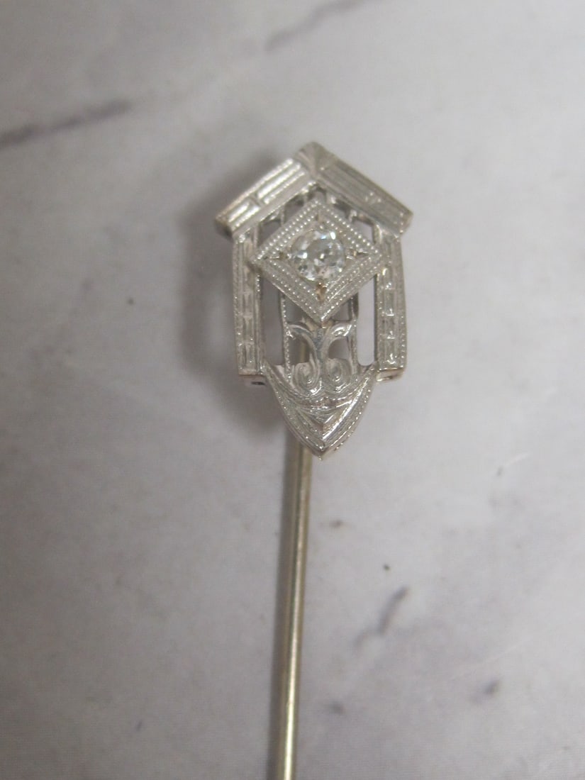 14k White Gold Antique Diamond Stick Pin (1 of 5)