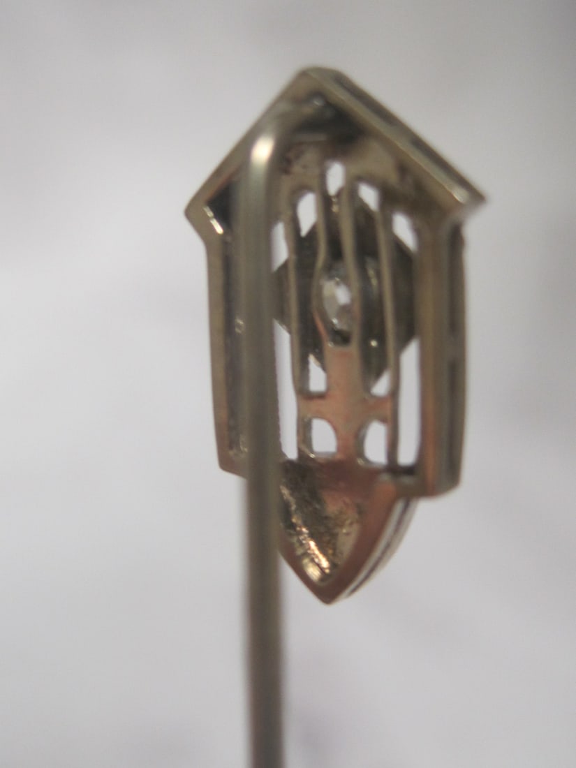 14k White Gold Antique Diamond Stick Pin - 4