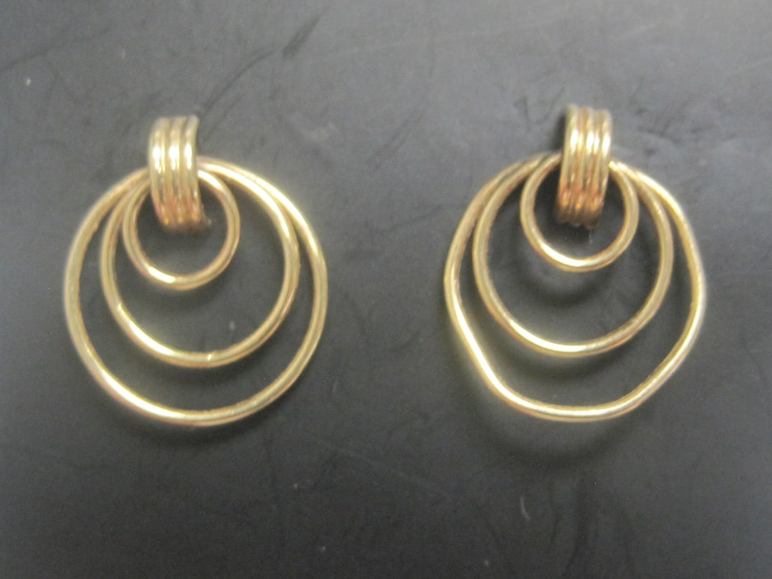 14k Gold Triple Hoop Pierced Earrings (1 of 5)