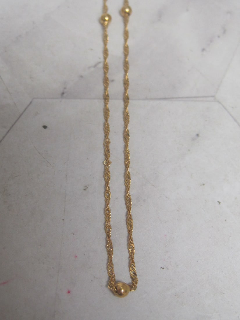 18" 14k Gold Twisted Design Necklace with Bead Accents - 2
