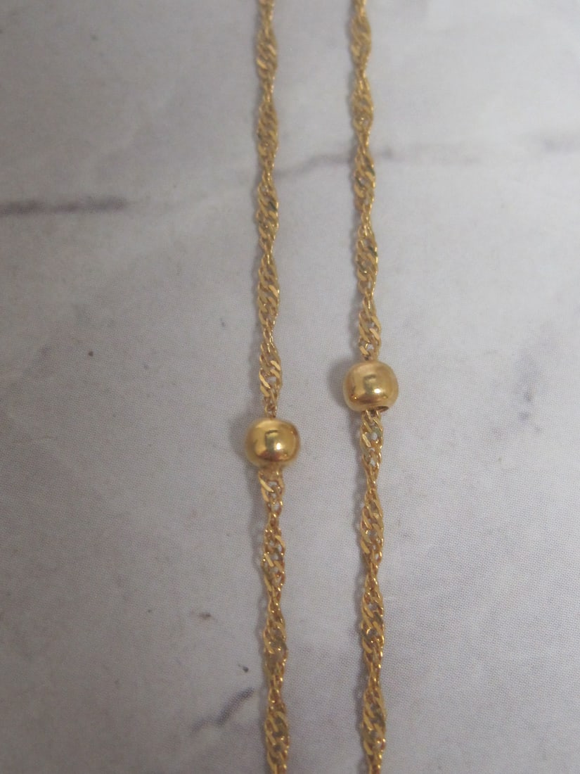 18" 14k Gold Twisted Design Necklace with Bead Accents - 3