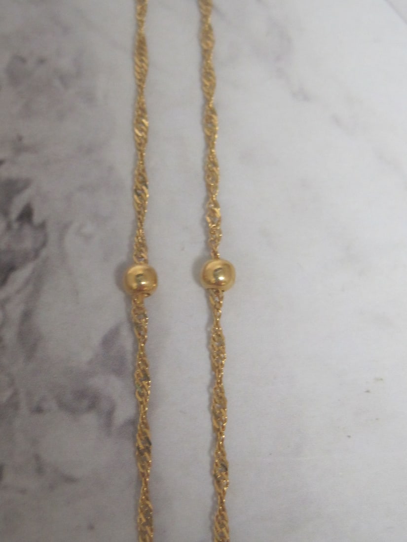 18" 14k Gold Twisted Design Necklace with Bead Accents - 4