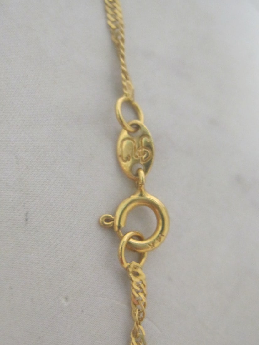 18" 14k Gold Twisted Design Necklace with Bead Accents - 5