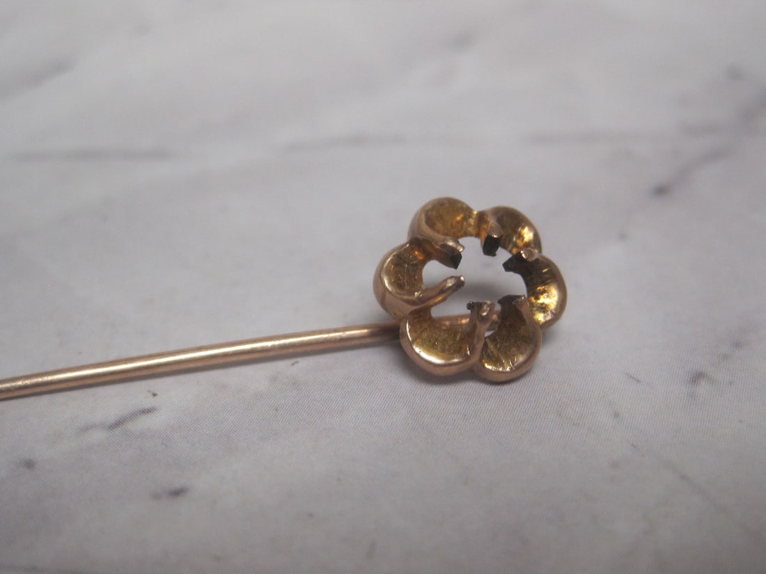 10k Gold Antique Stick Pin: Weighs 1.4 grams, No stone 