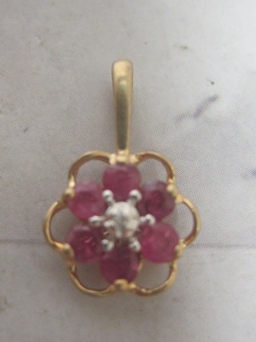 14k Gold Ruby & Diamond Pendant (1 of 4)
