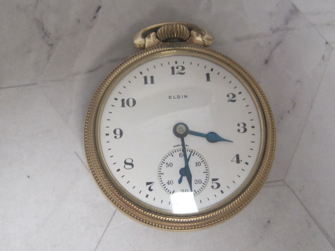 Elgin 10k Gold-plated Pocketwatch- Seven Jewels: .