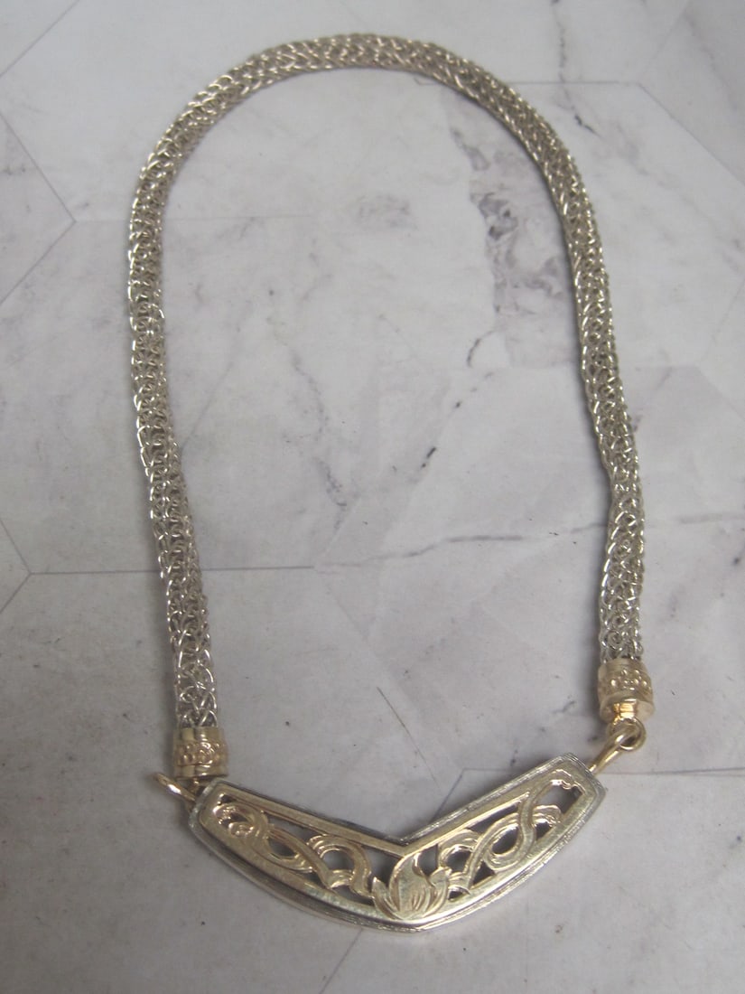 16" Custom Sterling Silver & 14k Gold Necklace (1 of 5)