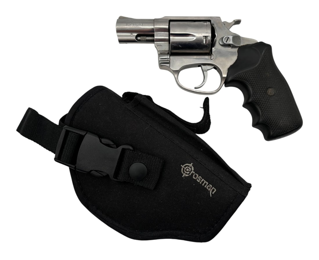 Rossi Model 352 .38 Special Revolver with OWB Holseter: S#: VF21604 | SA/DA | 5rd Cylinder | Left Grip Panel is Missing Rossi Logo | Comes with a Crossman Out The Waistband Holster |||| CONDITION: Very Good. Revolver Retains 95% Original Stainless Steel